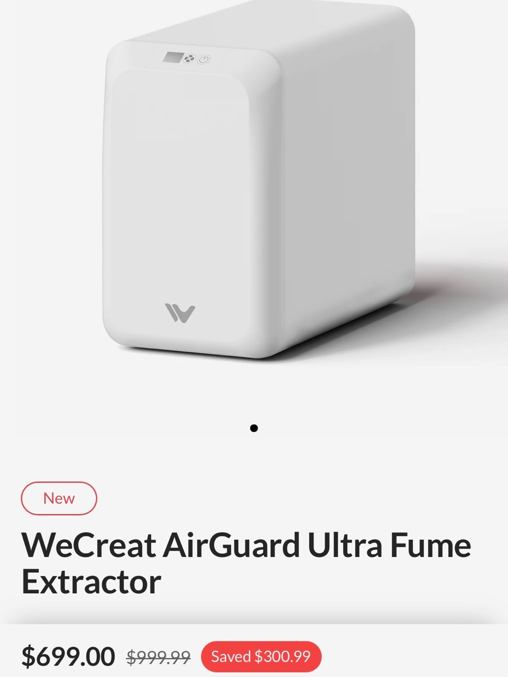 WeCreat AirGuard Ultra Fume Extractor - White